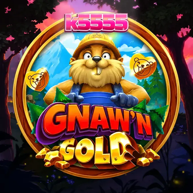Tampilan visual slot Gnaw’n Gold dengan tema hutan dan karakter berang-berang.